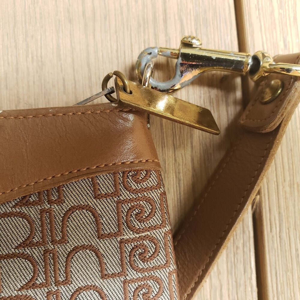 EUC Vintage Original 1970s Pierre Cardin logo canvas allure tan leather trim - Picture 5 of 5